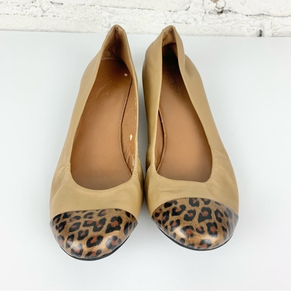 J. Crew Anya Patent Leopard Brown Leather Hidden Wedge Ballet Slip On Flats 7.5 - Picture 3 of 12